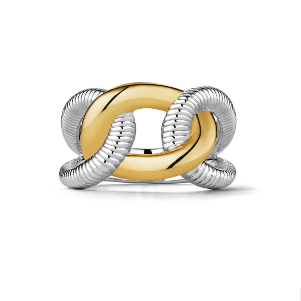 NWT Judith Ripka Fine Jewelry Interlocking Eternity Ring with 18K Gold - 6